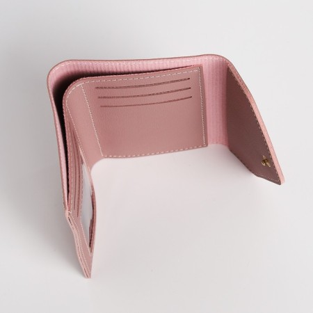 Women's wallet on the button, pink color-3