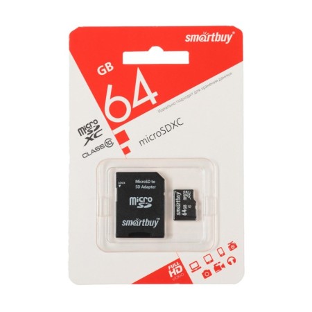 Memory map Smartbuy Microsd, 64 GB, SDXC, class 10, with adapter SD-1