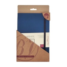 Delicidal A5, 160 sheets MEGAPOLIS VELVET, hard cover, artificial leather, lies, on an elastic band, with pocket pockets, beige unit 70 g/m2, dark blue
