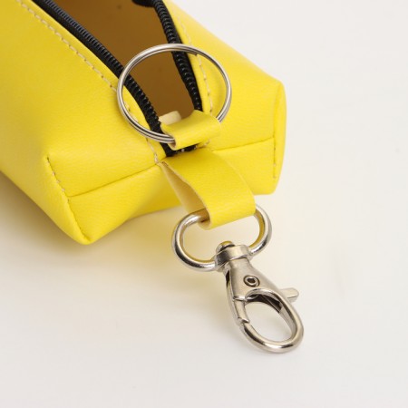 Key of zipper, length 16 cm, ring, carbine, yellow color-1