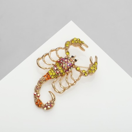 Brooch "Scorpio" with a movable tail, colored in gold