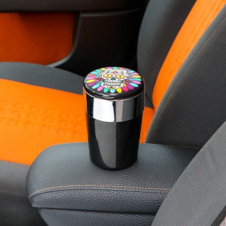 Torso car ashtray with backlight, skull, black-4