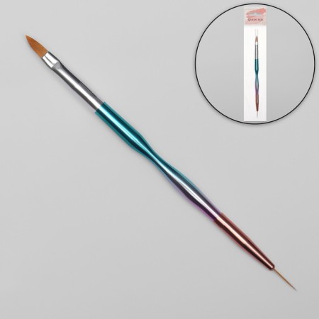 Brush for building and design of nails, bilateral, petal/point, 18.2 cm, rainbow color-1