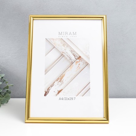 Photo frame Plastic "Mira" 21x29.7 cm, (A4) gold (plastic screen)