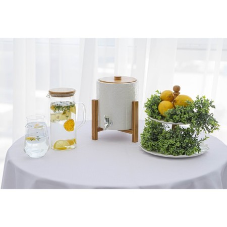 Porcelain barrel with a leaf on a wooden stand Bellatenero, 3.3 l, white color-7