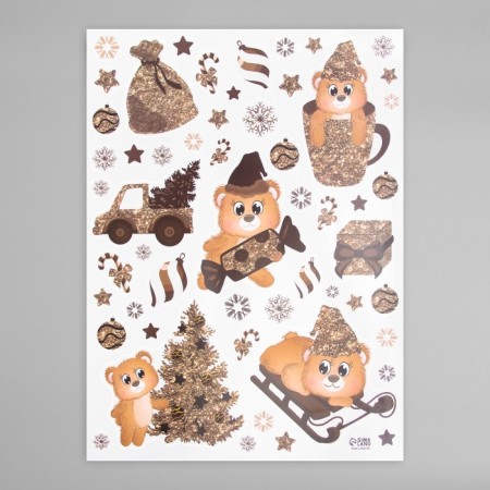 New Year sticker interior color "bears and New Year holidays" 30x40 cm-2