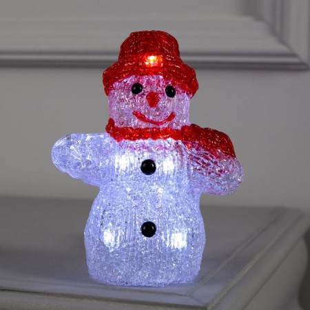 LED figure "Snowman" 7 × 15 × 7 cm, acrylic, 8 LED, AAX2 batteries (not in the kit), white glow