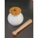 Porcelain mortar for spices with a pestle on the bamboo stand Bellatenero, 380 ml, white color