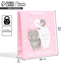 Package Gift Laminated Vertical, packaging, “Love and heat”, m 26 x 30 x 9 cm
