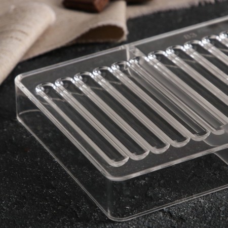 Form for chocolate "straw", 18 cells, 20 × 12 × 2.5 cm, cell 8.5 × 0.5 cm-1