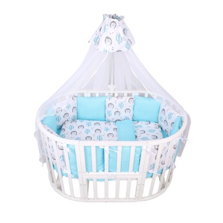 Set in a crib, 15 items, printer hedgehogs, calico-1