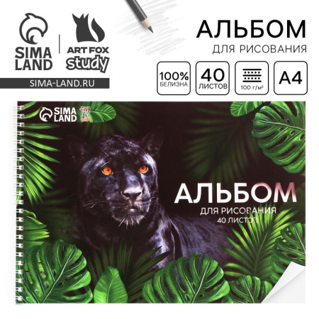 Album for drawing 40 A4 sheets on the spring “September 1: Panther” cover 200 g/m2, paper 100 g/m2.