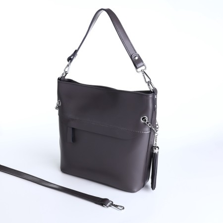 Luggage bag on lightning, 2 outer pockets, long belt, gray color-6