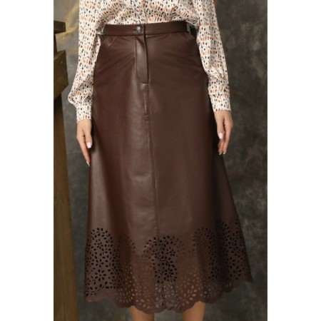 Women's skirt, size 46, brown color-2