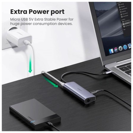 USB concentrator 4 in 1 (hub) ugreen 3 x USB 3.0, RJ45 (60718)-2