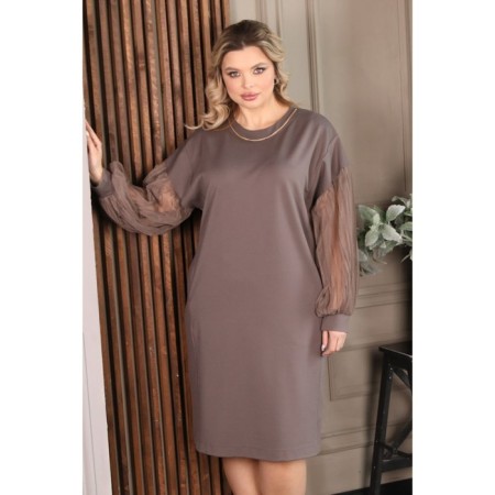 Female dress, size 56, beige color-5
