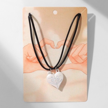 Kulons "Demetrons" on the magnet, heart, color silver, 40 cm-4