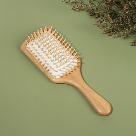Massage comb “Bamboo”, wide, bamboo, 8 × 25 cm, color “Light Wood”-1