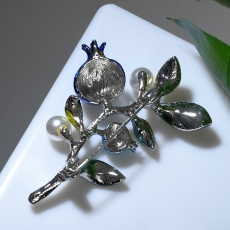 Brooch "Blue Branch", the color of green and blue in silver-2