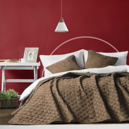 Bedspread with pillowcases "Tina", size 160x230 cm, brown color-1