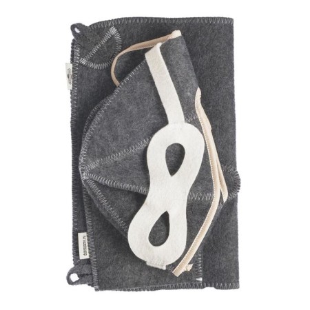 Set for the bath "Pilot" Gray: hat, rug, mitten-12