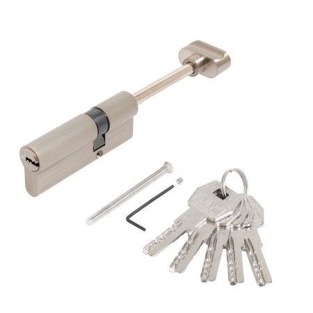The cylinder mechanism standard MAX, 80 mm (50x30S), 5 keys, key/rod, matte nickel