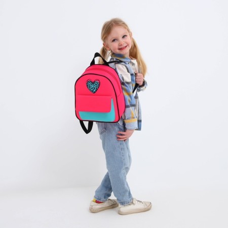 Baby backpack for a girl textile "heart", 27x23x10 cm-7