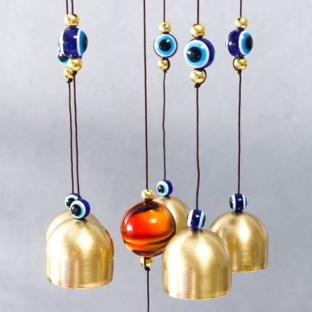 Wind Music Metal "Eagle owl on a branch" from the evil eye 5 bells 44x8x8 cm-3