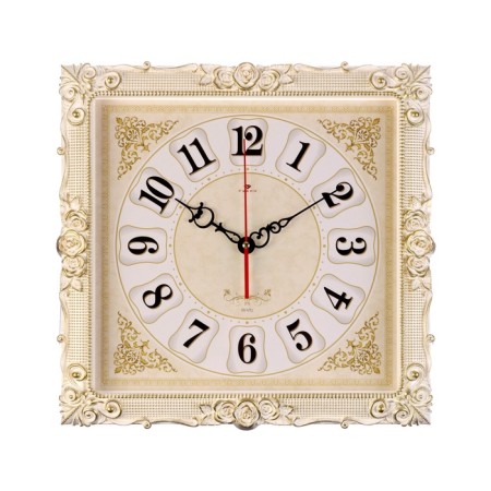 Watch wall, interior "hut", 38 x 38 cm, silent, white gold-2