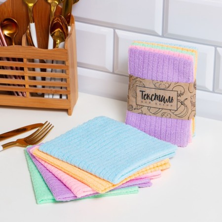 A set of napkins of the share "Tenderness" 30x30 cm, 5 pcs. microfiber, 100% p/e