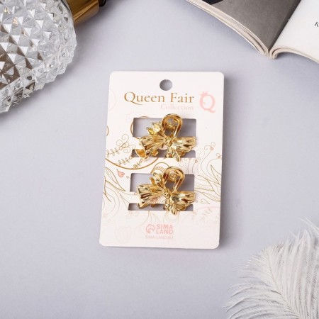 Hair crab "Liberty" (set 2 pcs) bow, 2.5 cm, gold-1
