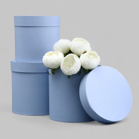 A set of hats 3 in 1 gray -blue, 21.5 x 22 - 18.5 x 19 cm-1