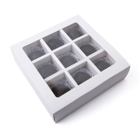 Box for 9 sweets with a window 13.8x13.8x3.8 set 10pcs.-2