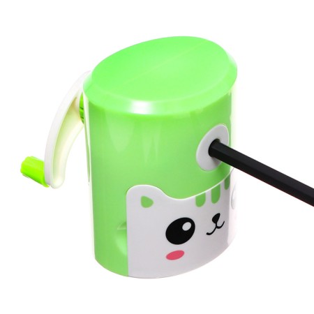 Mechanical sharpener with container, green cat-7