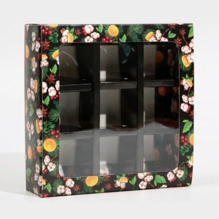 Box for 9 sweets with cells "Delicious New Year" 14.5 x 14.5 x 3.5 cm, New Year-5