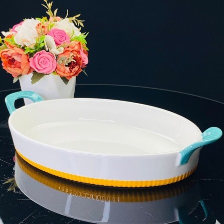 Lenardi baking dish, oval, with handles, porcelain, length 34 cm