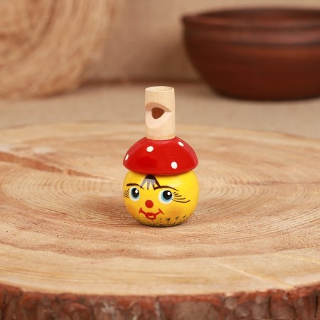 Whistle "mushroom", 6 cm, wood, mix