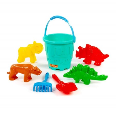 Set for playing in sand No. 527: large bucket, shovel No. 5, robberies No. 5, molds-3