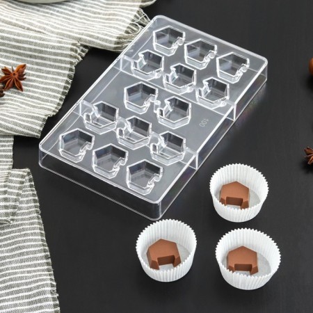 Form for chocolate and sweets “Designer”, 14 cells, 20 × 12 × 2.5 cm, cell 2.8 × 2.8 × 0.8 cm