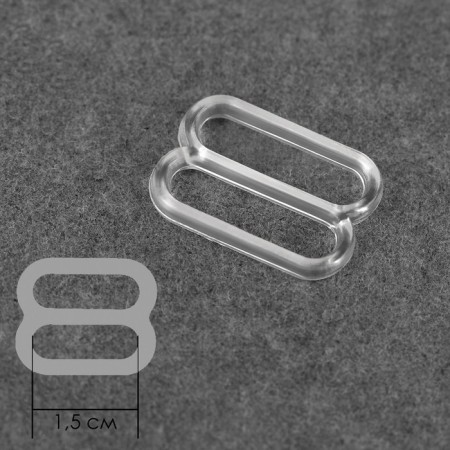 Straps regulator, plastic, 15 mm, 100 pcs, transparent color-1