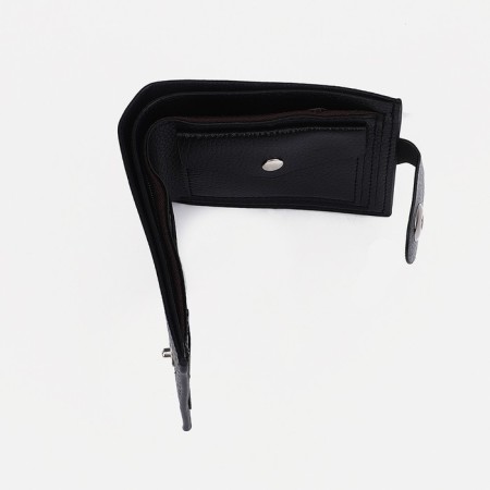 Male purse on a magnet, a compartment for coins, for cards, black color-2