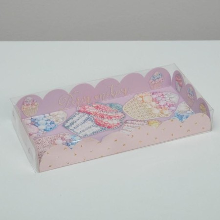 Cookie box, confectionery packaging with PVC lid, “bright sweets”, 21 x 10.5 x 3 cm