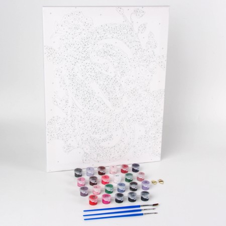 Picture on numbers on a canvas with a subframe "Flowers with a snake" 30*40 cm-1