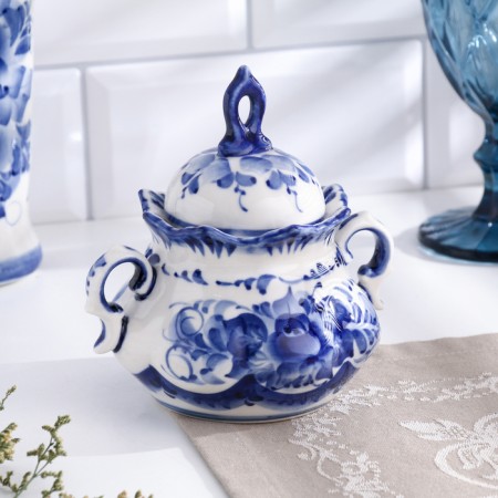 Sugar "ANEMON", 14 x 15 cm, gzhel