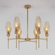 EUROSVET PRISM ceiling lamp 60143/6, E14, 6x60W, 700x700x680 mm, brass color