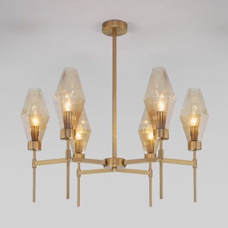 EUROSVET PRISM ceiling lamp 60143/6, E14, 6x60W, 700x700x680 mm, brass color