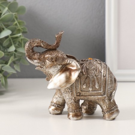 Souvenir Polystone "Seven Elephants in Popons with a magnificent flower" H-10; 9; 8; 7; 6; 5; 4 cm-1