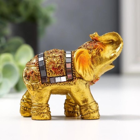 Souvenir "Golden Elephant with Mosaic of Mirrors" 5.2x6x3 cm