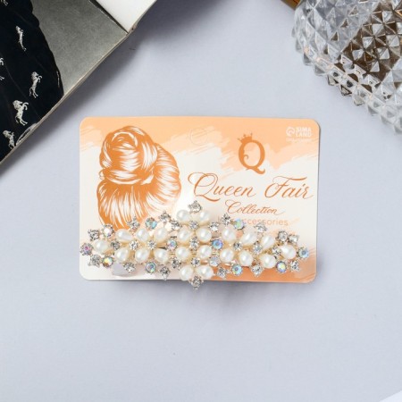 Hair hair clip "Hege" classics, 10 cm, silver-white-2