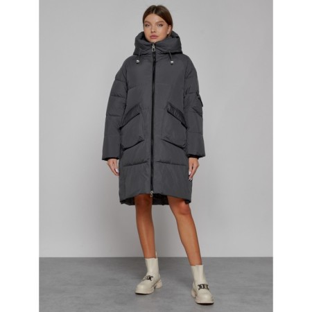 Coat insulated winter female, size 48, dark gray color